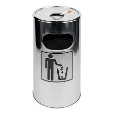 papierbak met asbak RVS