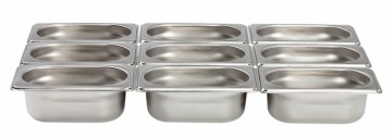 gastronormbakken stapelbaar rvs 18/8, 0.6L 1/9GN
