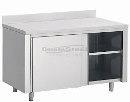 Werktafel scheufdeuren met rand 800x700x850mm combisteel