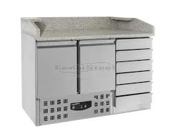 Pizza werkbank 2 deurs 6 laden combisteel.