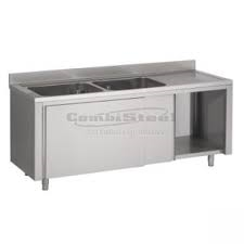 Spoeltafel met schuifdeuren 1200x700x900mm. combisteel