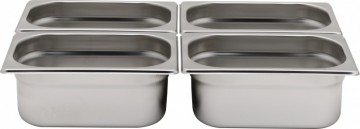 gastronormbakken stapelbaar rvs 18/8, 4.1L 1/4GN