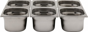 gastronormbakken stapelbaar rvs 18/8, 2.9L 1/6GN